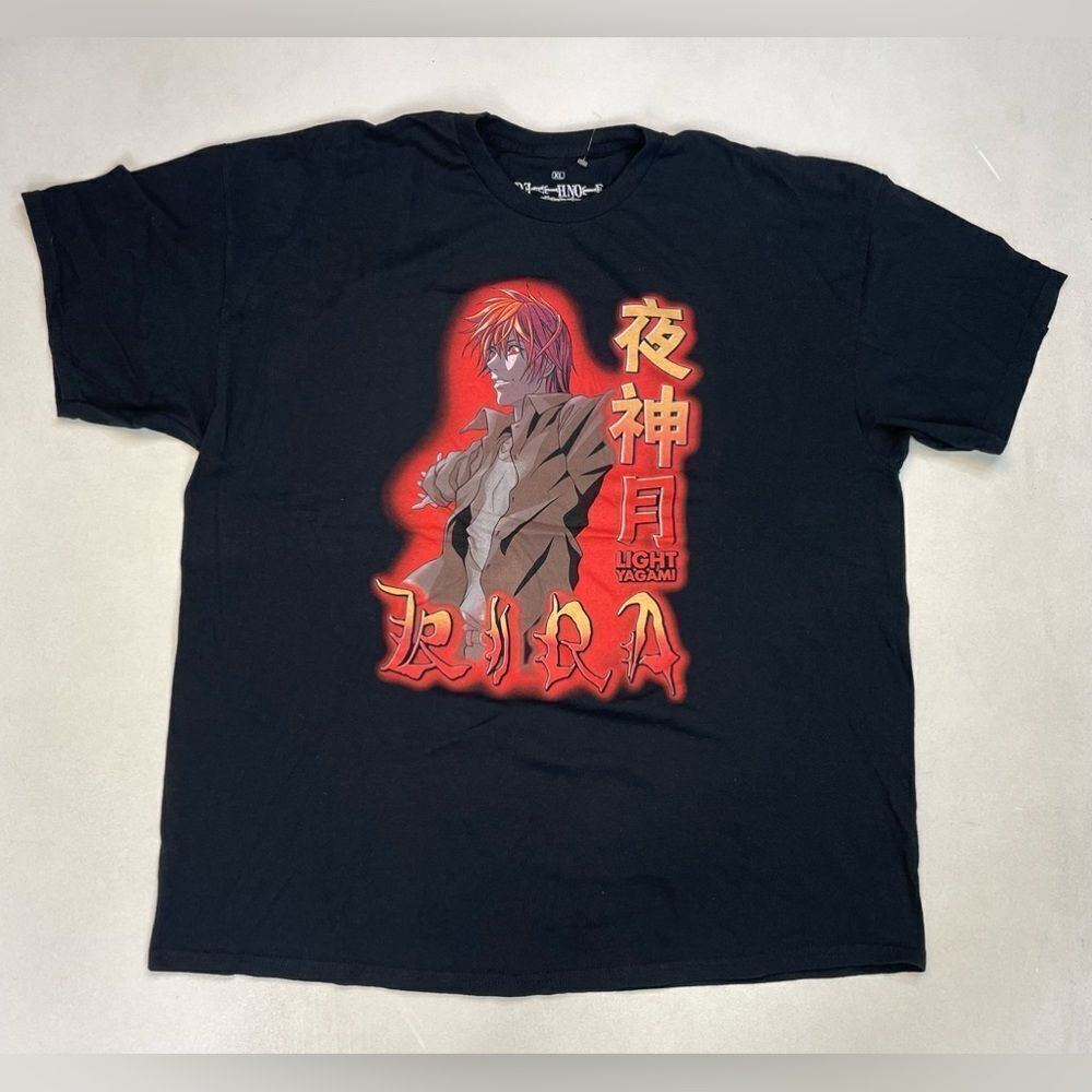 Death Note Light Yagami Graphic T-shirt Men XL Black Anime Short Sleeve